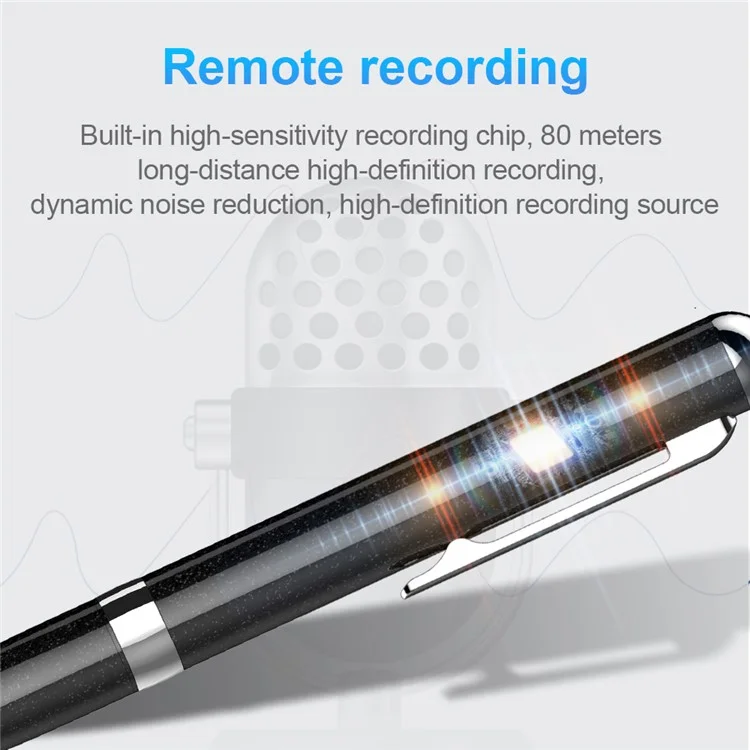 Enregistreur vocal numérique Q96 32 Go, stylo pour enregistrement audio avec clip de fixation