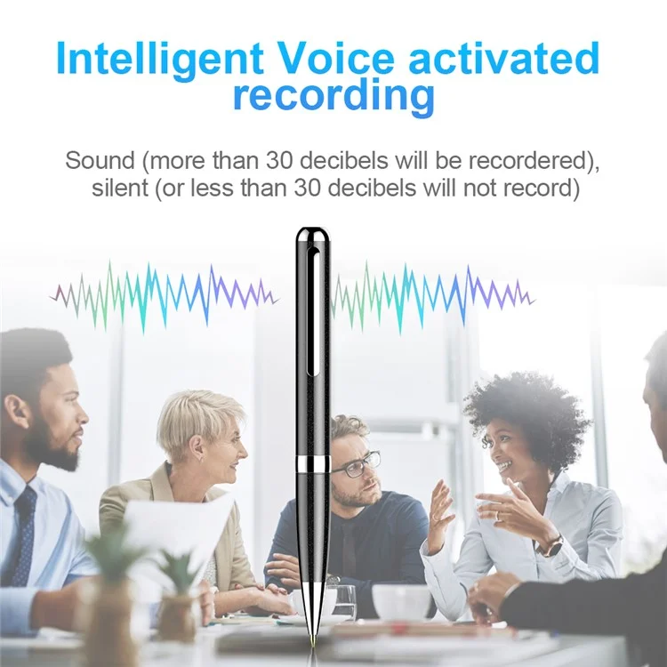 Enregistreur vocal numérique Q96 32 Go, stylo pour enregistrement audio avec clip de fixation
