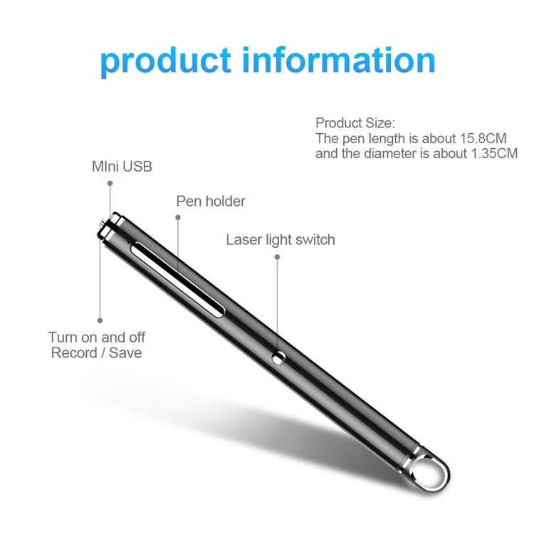 Q83 Sprachsteuerung Recorder Sprachaufzeichnung Stiftgerät 16g Infrarotstrahlanzeige Licht Voice Recorder