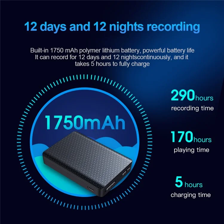 Q85 32GB Magnetic Adsorption Portable 1750mAh Rechargeable Smart Voice-Activated Sound Recording Time Stamp Noise Reduction Voice Recorder