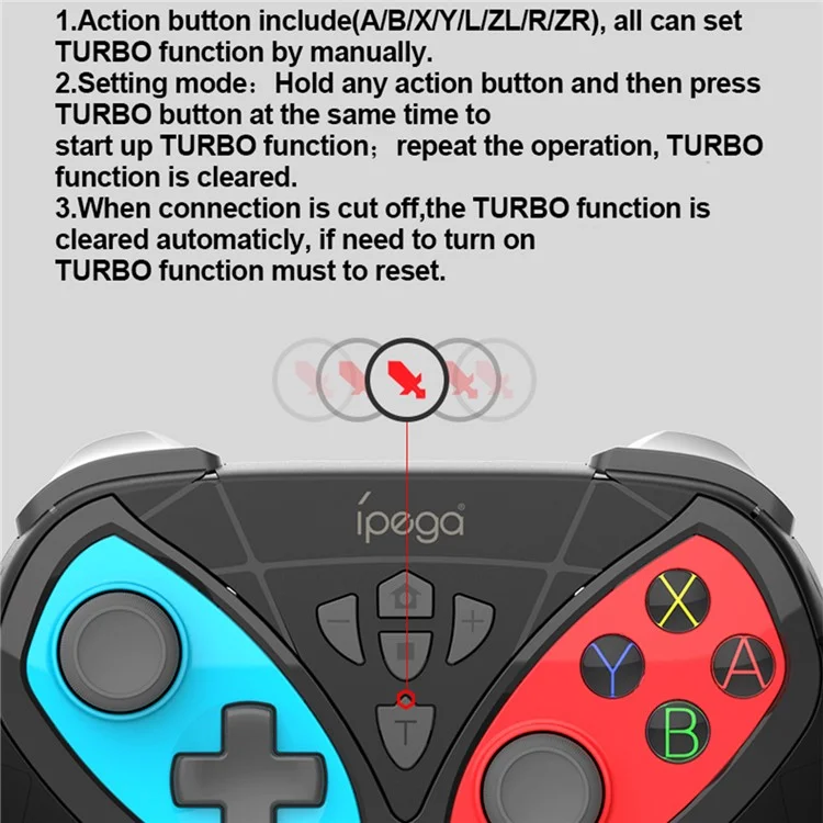 IPEGA PG-SW018 Wireless Game Controller Bluetooth-compatible Gamepad Cordless Handle with Programmable Button for Nintendo Switch/PS3/PC