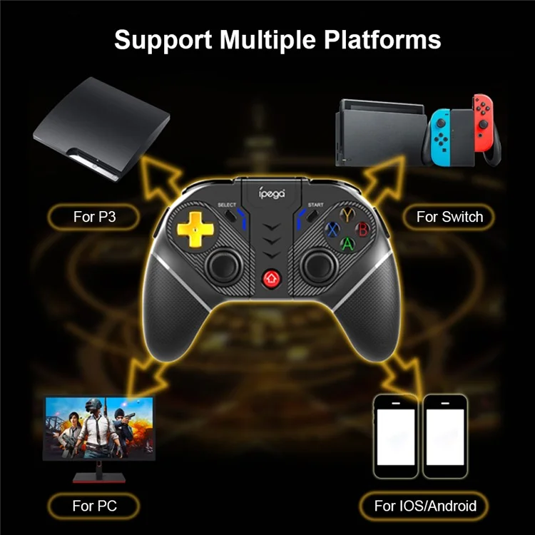 IPEGA PG-9218 Bluetooth Cordless Gamepad Controlador de Jogo Sem Fio com Receptor 2.4G Botão Programável para Nintendo Switch/PS3/PC