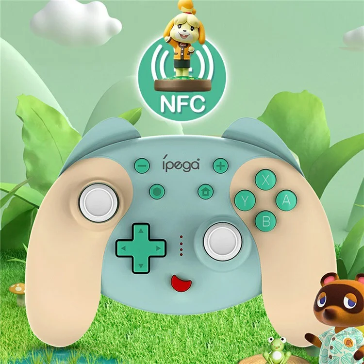 IPEGA PG-SW068 Wireless Game Controller Bluetooth-compatible Joystick with Six-axis Gyroscope NFC Vibration for Nintendo Switch - White/Blue