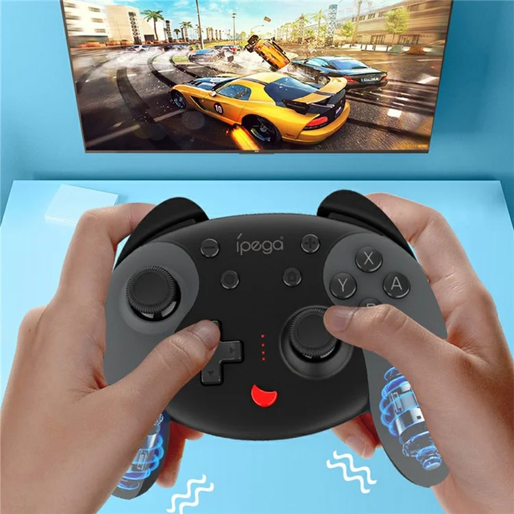 IPEGA PG-SW068 Wireless Game Controller Bluetooth-compatible Joystick with Six-axis Gyroscope NFC Vibration for Nintendo Switch - White/Blue