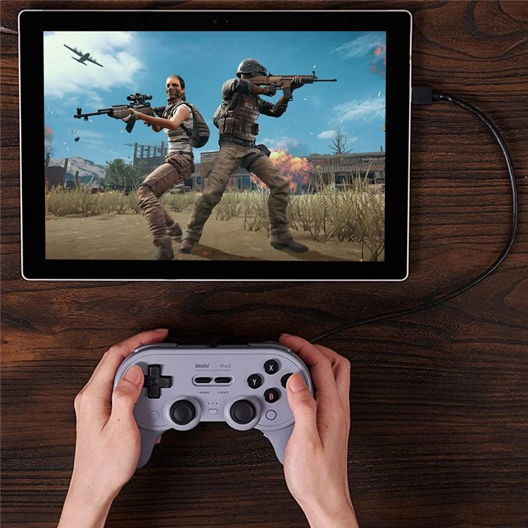 Contrôleur Câblé 8Bitdo Pro 2 Console De Jeu De Jeux Steam GamePad Avec Vibration Modifiable Pour Nintendo Commutateur / Windows - Blanche