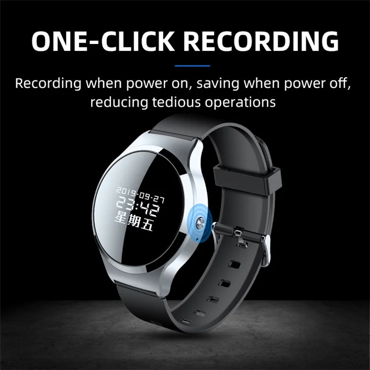 Bracelet enregistreur vocal numérique S8 16 Go Montre Cryptage du mot de passe Enregistreur audio pour cours, réunions, entretiens, classes