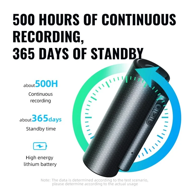 Q76 32GB Mini Gravador de Voz Ativado por Voz com Imã Resistente Bateria de 365 Dias Carimbo de Tempo e Sincronização de Dados para Palestras, Reuniões e Entrevistas 