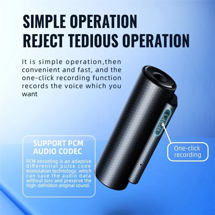 Q76 32GB Mini Gravador de Voz Ativado por Voz com Imã Resistente Bateria de 365 Dias Carimbo de Tempo e Sincronização de Dados para Palestras, Reuniões e Entrevistas 