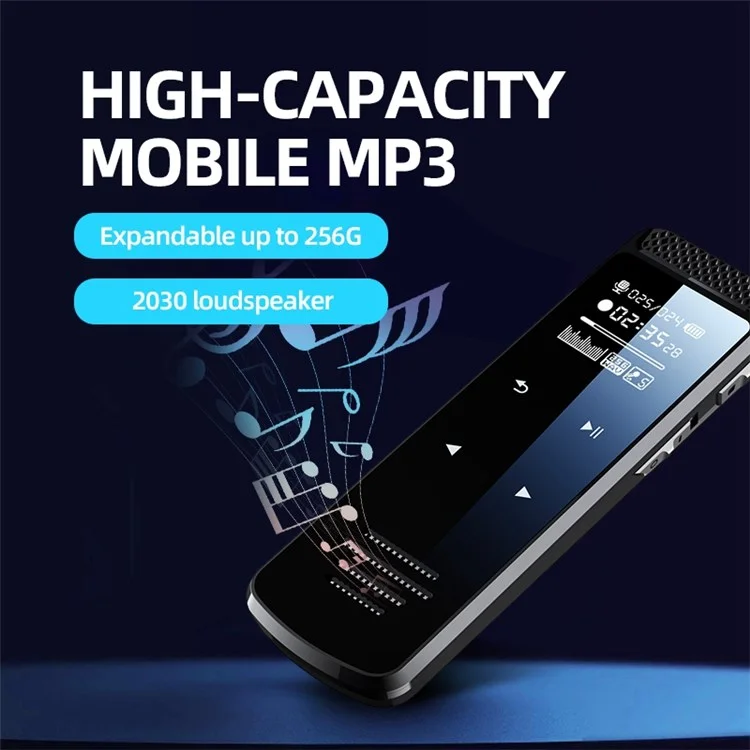 Q55 8 Go Enregistreur Vocal avec Écran Tactile de Reconnaissance Vocale en Alliage de Zinc Lecture MP3 Enregistrement d'une Touche Enregistreur Vocal pour Conférences Réunions Cours