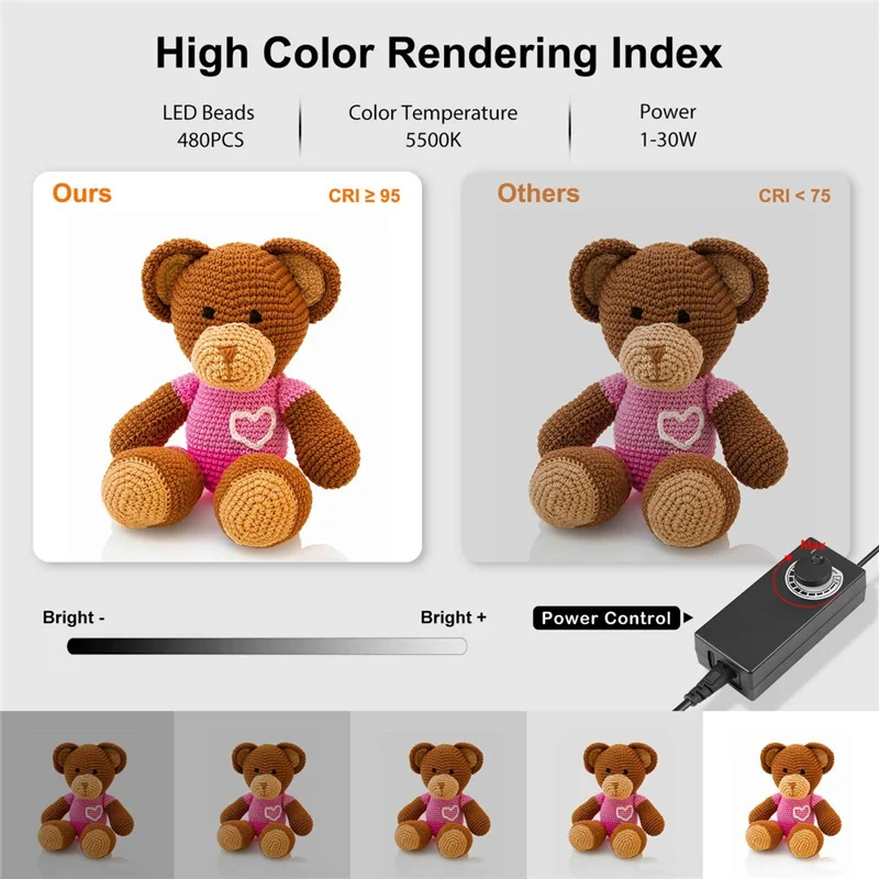 PULUZ PU5042 40cm Folding 5500K Studio Shooting Tent Soft Box Photography Lighting Kit with 4 Colors PVC Backdrops (Black, Orange, White, Green) - EU Plug