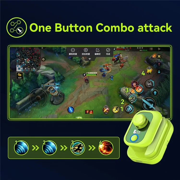 GAMWING AoBing Mini Bluetooth-compatible 5.2 Mobile Game Controller for Android / iOS 6mm-11mm Gamepad Joystick - Green