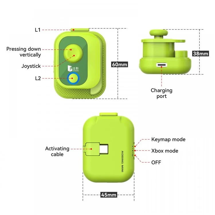 GAMWING AoBing Mini Bluetooth-compatible 5.2 Mobile Game Controller for Android / iOS 6mm-11mm Gamepad Joystick - Green