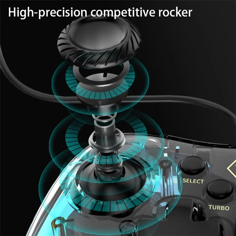 AOLION AL-PC2039 Pour Nintendo Switch Ordinateur Transparent Gamepad filaire RGB Light Game Controller