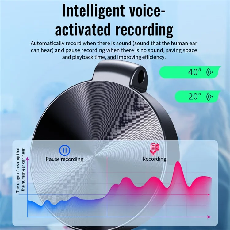 Enregistreur vocal HD à réduction de bruit activé par la voix S30+ 32 Go avec lecteur MP3 et fonction clé USB
