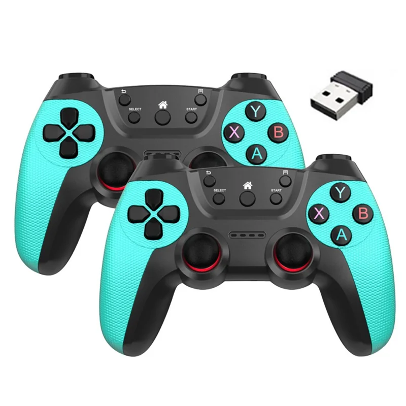 KM-029 2.4G Wireless Controller 1 a 2 Ricevitore USB con 2 gamepad Compatibile con PC / Linux / Android / TV Box - Verde menta 