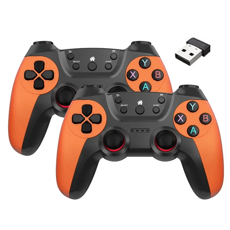 KM-029 2.4G Wireless Controllers 1 to 2 USB Receiver with 2 Gamepad Compatible with PC / Linux / Android / TV Box - Orange