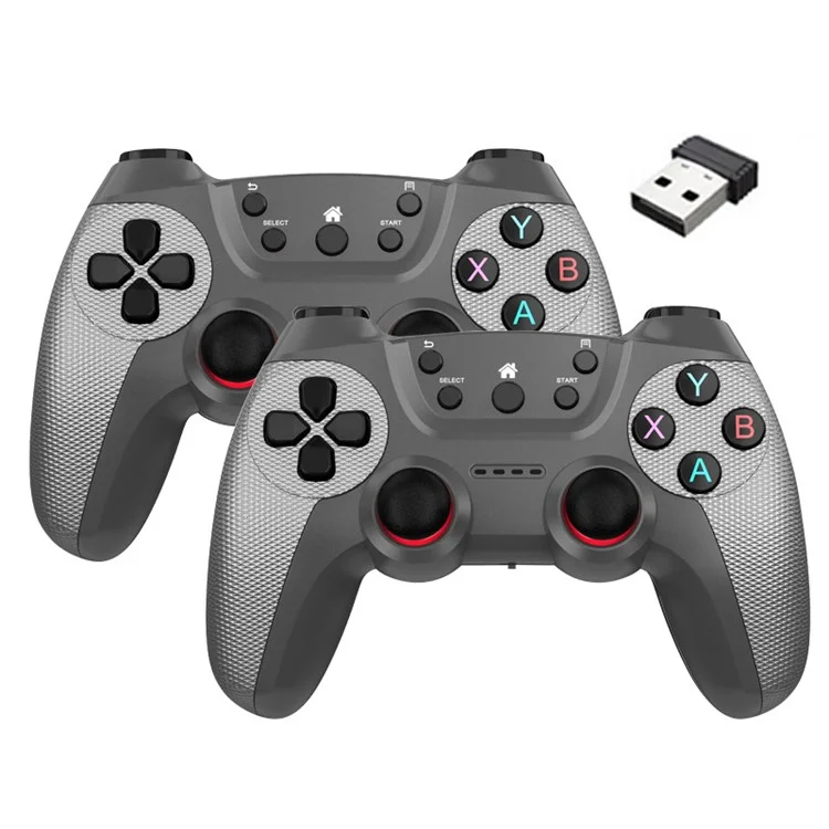 KM-029 2.4G Wireless Controllers 1 to 2 USB Receiver with 2 Gamepad Compatible with PC / Linux / Android / TV Box - Silver