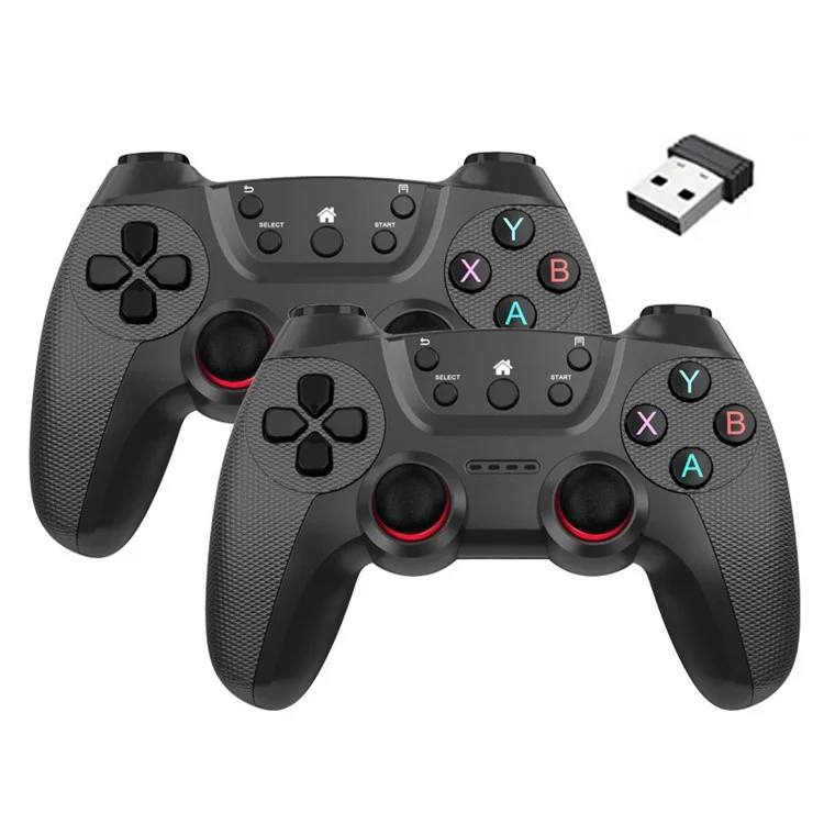 KM-029 2.4G Wireless Controllers 1 to 2 USB Receiver with 2 Gamepad Compatible with PC / Linux / Android / TV Box - Grey
