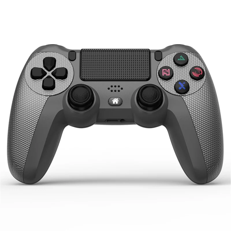 KM048 Controlador inalámbrico compatible con Bluetooth para PS4, mando inalámbrico 4.0 con soporte de barra luminosa, función de 6 ejes y vibración - Plata