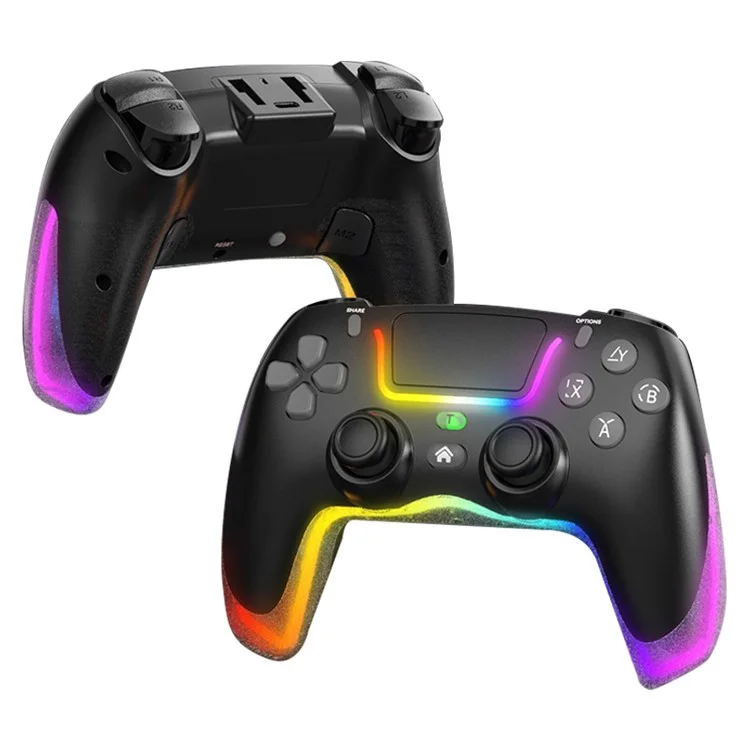 P07 Dazzle Lighting Wireless Bluetooth-compatible Controller for PS4 Game Console Gemapad (Without Stand) - Black