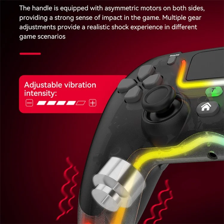 P07 Dazzle Lighting Wireless Bluetooth-compatible Controller for PS4 Game Console Gemapad (Without Stand) - Black