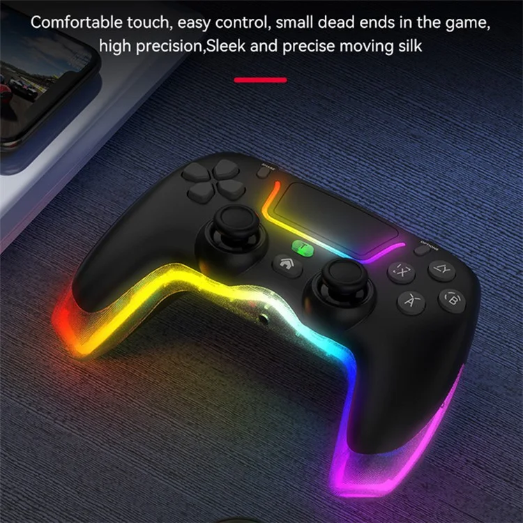 P07 Dazzle Lighting Wireless Bluetooth-compatible Controller for PS4 Game Console Gemapad (Without Stand) - Black