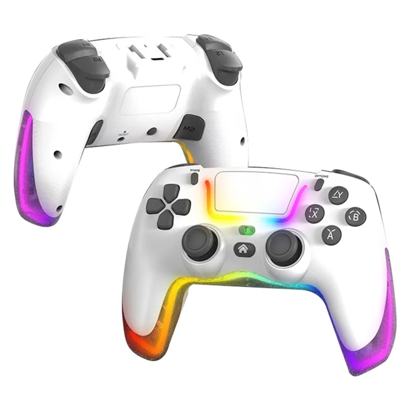 P07 Dazzle Lighting Wireless Bluetooth-kompatibler Controller für PS4-Spielekonsolen-Gemapad (ohne Ständer) - Weiß
