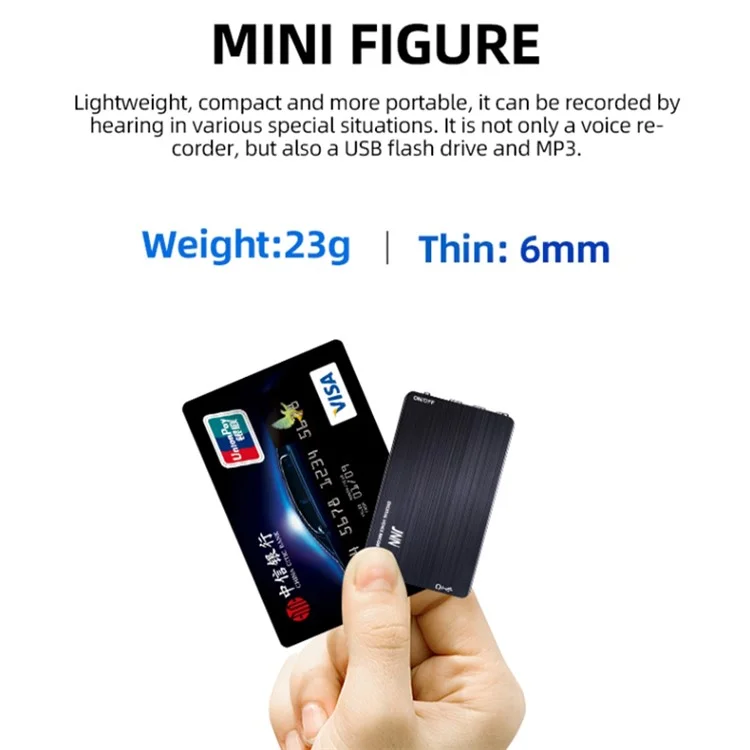 JNN M2 16GB Voice Activated Recorder Mini Aluminum Alloy Dictaphone Recording Device MP3 Player