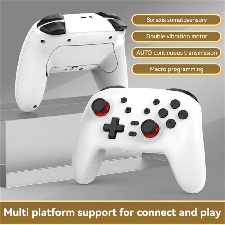S07 Wireless Bluetooth-compatible Controller for Nintendo Switch Pro Controller Gamepad Portable Gaming Joystick Handle - White