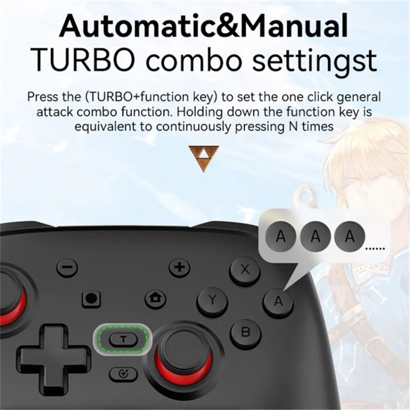 S07 Wireless Bluetooth-compatible Controller for Nintendo Switch Pro Controller Gamepad Portable Gaming Joystick Handle - Green