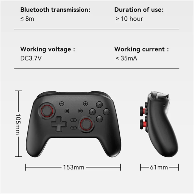 S07 Wireless Bluetooth-compatible Controller for Nintendo Switch Pro Controller Gamepad Portable Gaming Joystick Handle - Green
