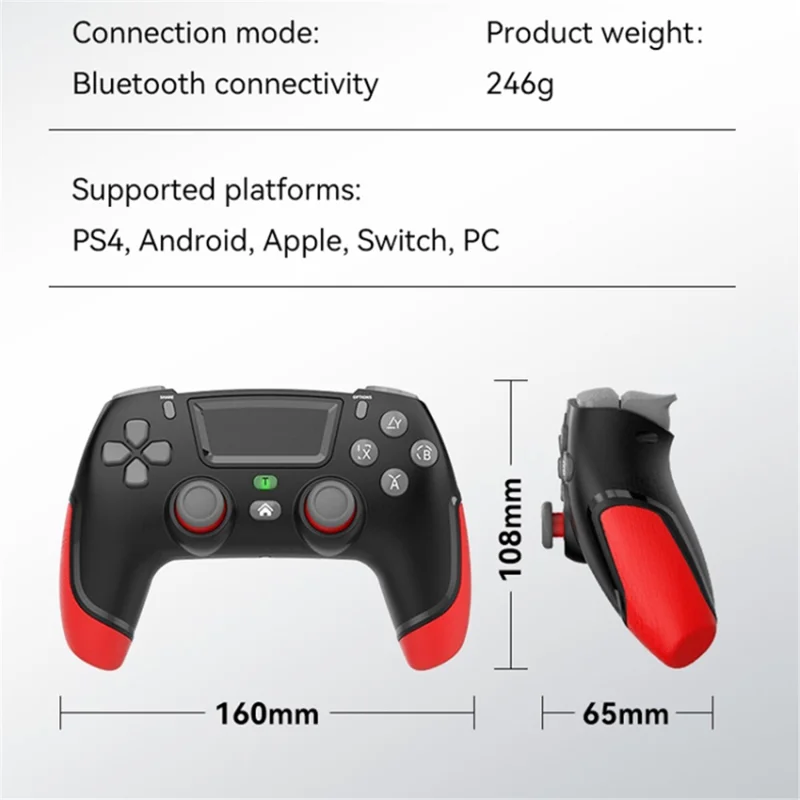 P06 Wireless Game Controller with Six Axis Gyroscope Dual Vibration Gamepad for PS4 / Switch / PC / TV - White+Grey