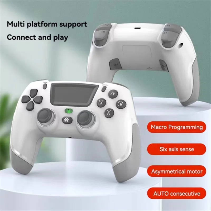 P06 Wireless Game Controller with Six Axis Gyroscope Dual Vibration Gamepad for PS4 / Switch / PC / TV - White+Grey