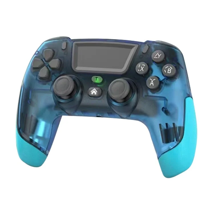 P06 Wireless Game Controller with Six Axis Gyroscope Dual Vibration Gamepad for PS4 / Switch / PC / TV - Transparent Blue