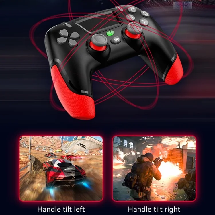 P06 Wireless Game Controller with Six Axis Gyroscope Dual Vibration Gamepad for PS4 / Switch / PC / TV - Transparent Blue