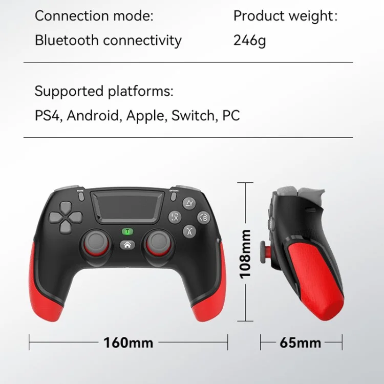 P06 Wireless Game Controller with Six Axis Gyroscope Dual Vibration Gamepad for PS4 / Switch / PC / TV - Transparent Blue