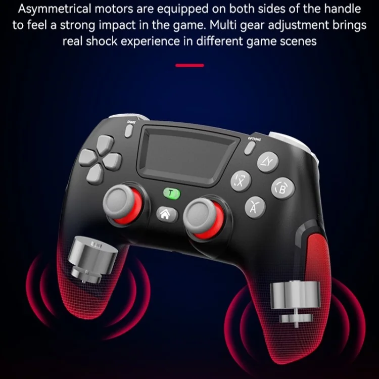 P06 Wireless Game Controller with Six Axis Gyroscope Dual Vibration Gamepad for PS4 / Switch / PC / TV - Transparent Blue