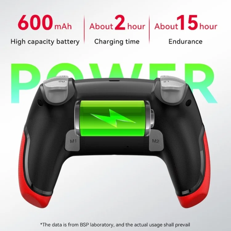 Contrôleur de jeu sans fil P06 avec gyroscope six axes, double vibration et manette pour PS4 / Switch / PC / TV - Tout en noir