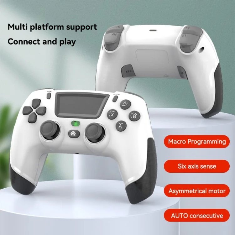 P06 Wireless Game Controller with Six Axis Gyroscope Dual Vibration Gamepad for PS4 / Switch / PC / TV - White+Black