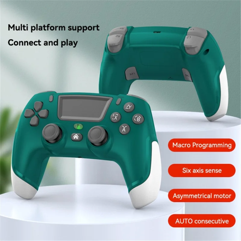 Беспроводной игровой контроллер P06 с шестиосевым гироскопом и двойной вибрацией для PS4 / Switch / PC / TV - зеленый