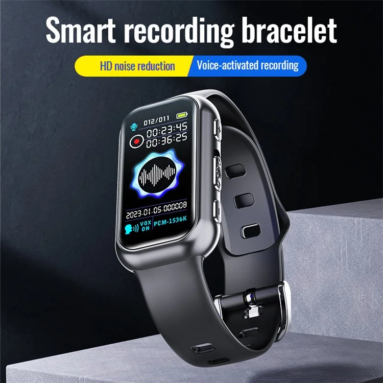 S16 Voice Recorder Watch 64GB MP3 Musikplayer Rauschunterdrückung Tonaufnahmegerät Bildschirm E-Book-Lesen