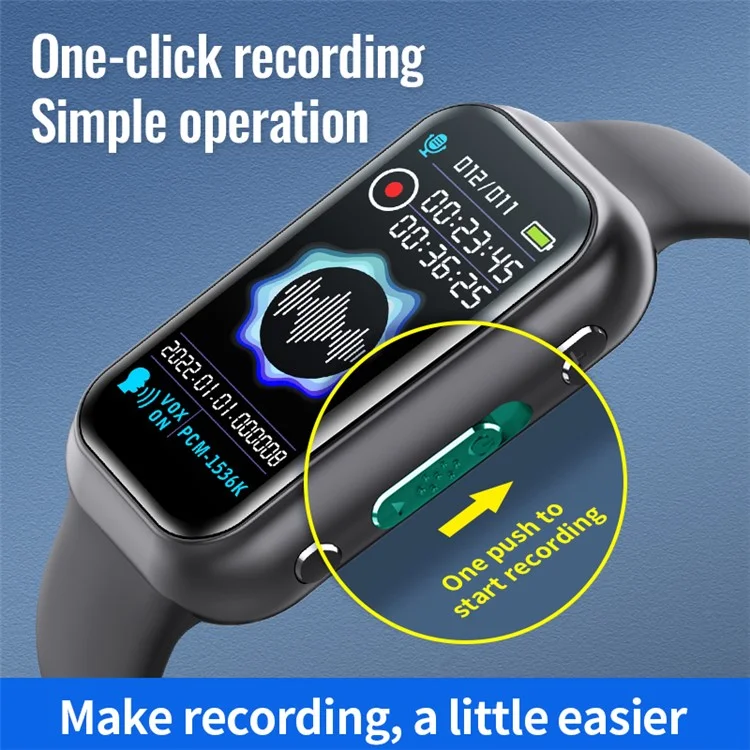 S16 Voice Recorder Watch 64GB MP3 Musikplayer Rauschunterdrückung Tonaufnahmegerät Bildschirm E-Book-Lesen