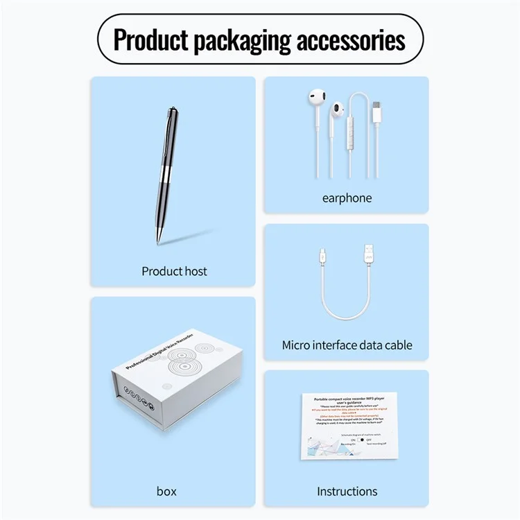Registratore vocale digitale mini Q91 8GB Penna vocale attivata MP3 Player U Disk Writing Pen