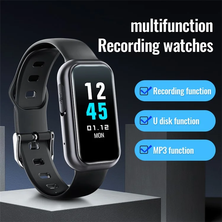 S16 Digitaler Sprachrekorder 16 GB Armbanduhr mit Geräuschunterdrückung, Unterstützung für MP3-Player und E-Book
