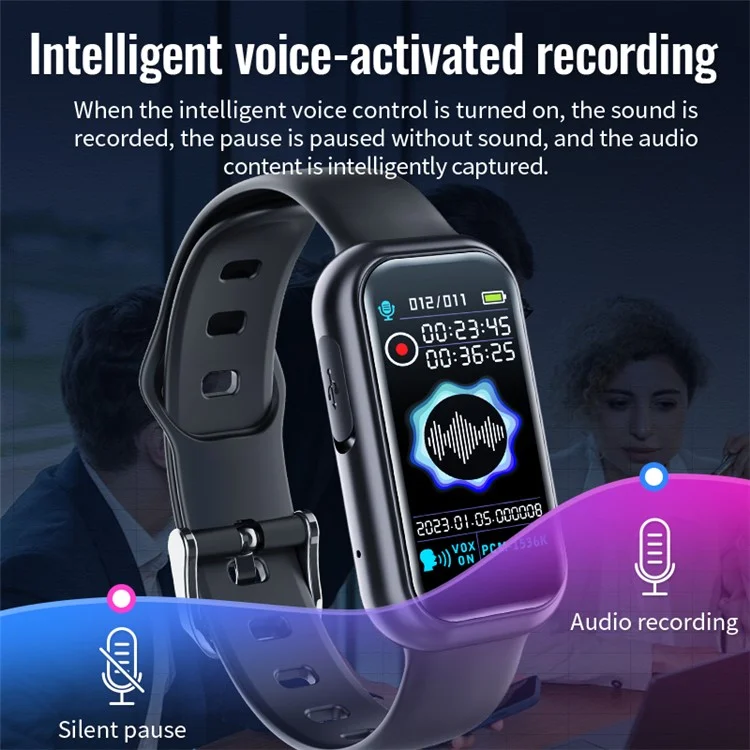 S16 Digitaler Sprachrekorder 16 GB Armbanduhr mit Geräuschunterdrückung, Unterstützung für MP3-Player und E-Book