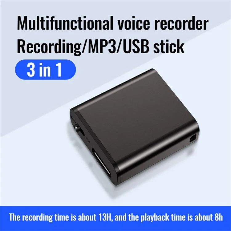 Enregistreur vocal Q8 Mini 32 Go, activé par la voix, enregistrement HD à réduction de bruit, lecteur MP3