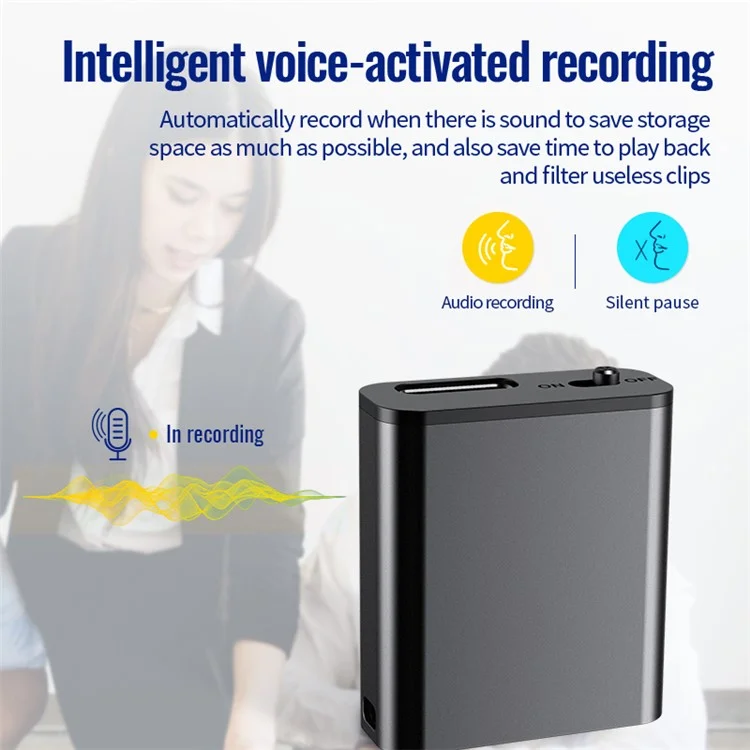 Enregistreur vocal Q8 Mini 32 Go, activé par la voix, enregistrement HD à réduction de bruit, lecteur MP3