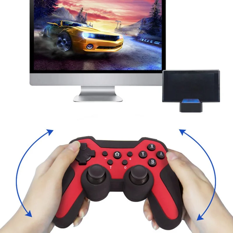 HS-SW516-517 For Nintendo Switch Controller Wireless Bluetooth-compatible Gamepad with Six-axis Gyroscope - Blue  /  Black