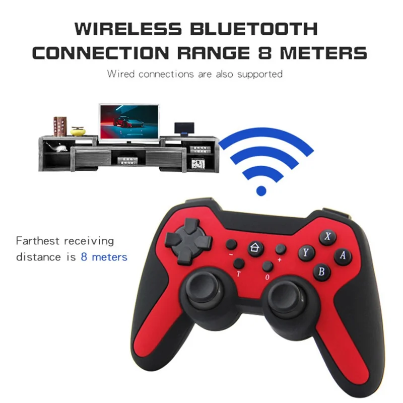 HS-SW516-517 For Nintendo Switch Controller Wireless Bluetooth-compatible Gamepad with Six-axis Gyroscope - Blue  /  Black