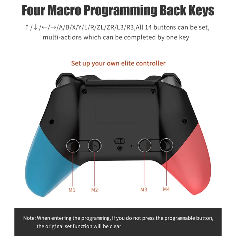 SW531 Draadloze Gamingcontroller voor Nintendo Switch, Bluetooth-compatibele Gamepad met LED-verlichting - Zwart